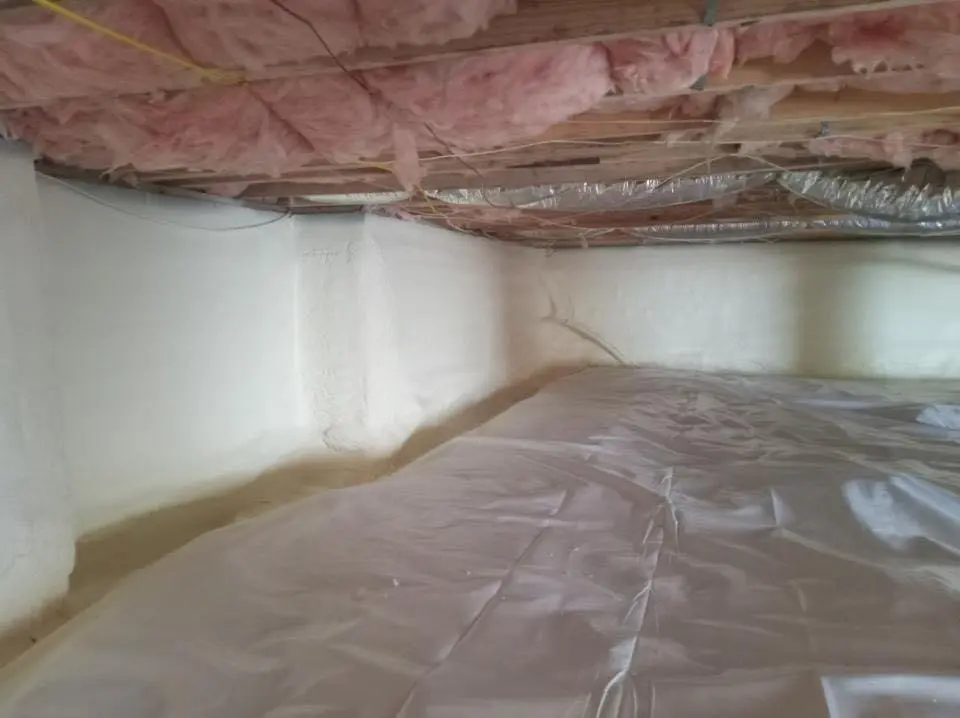Crawl space encapsulation with closed-cell spray foam for Roof Waterproofing in Lowes Island